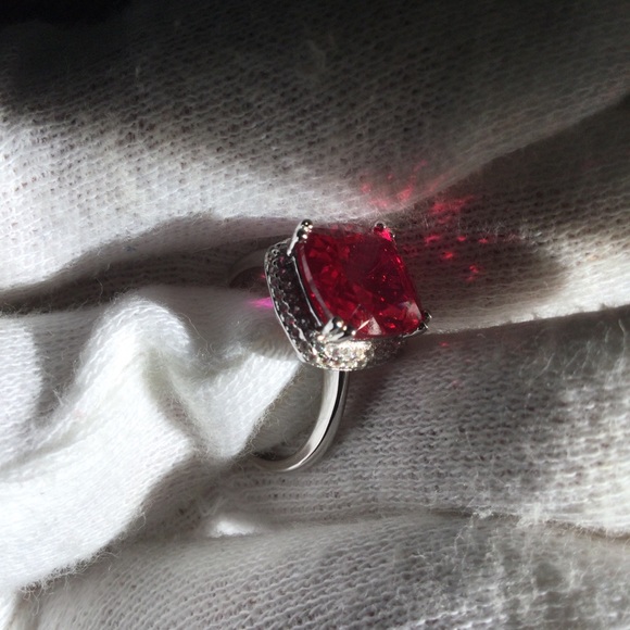 14K White Gold/Over 925 Sterling Silver Gems Ruby - Picture 16 of 16